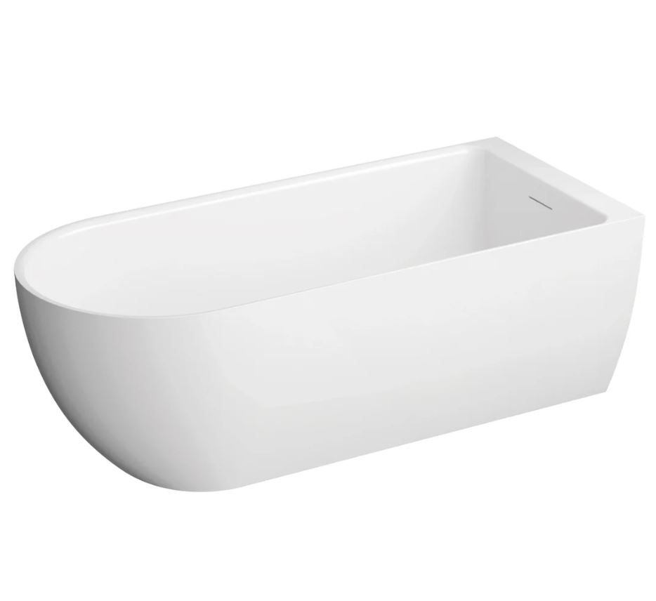 Polimat Wanna przyścienna Murena 170x75 cm owalna biały mat syfon chrom 00740