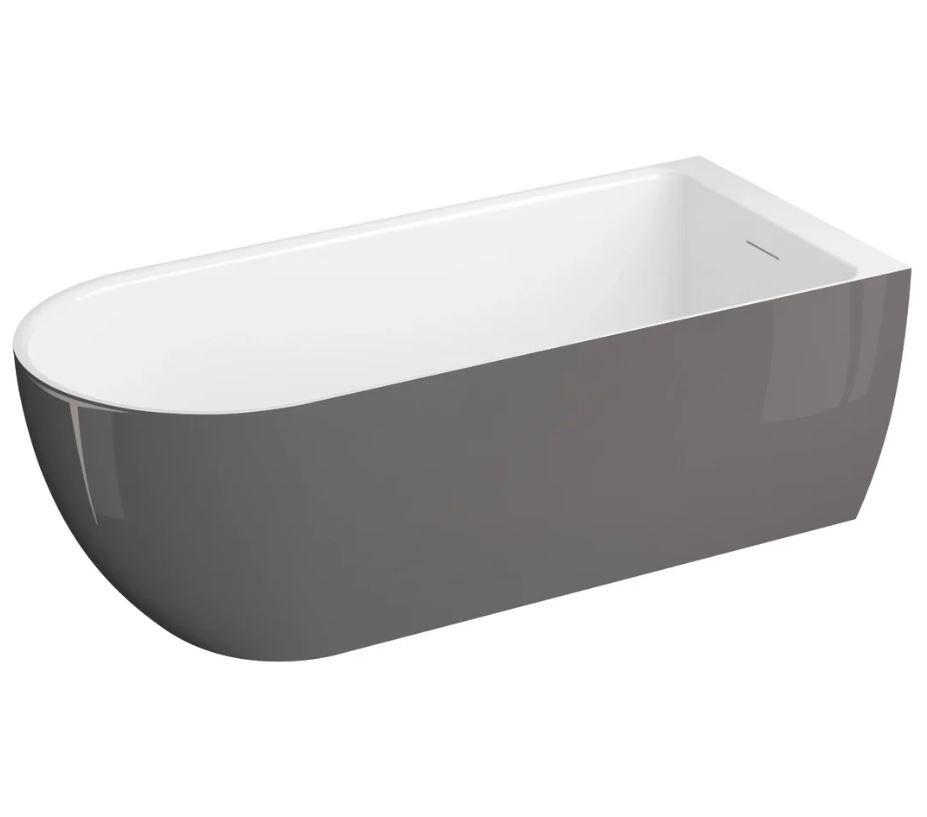 Polimat Wanna przyścienna Murena 170x75 cm owalna stylowy grafit syfon chrom 00746