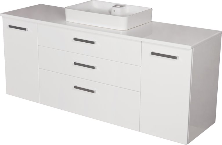 Szafka wisząca z umywalką 180 cm blat biały 180/50/C3 seria Fokus B