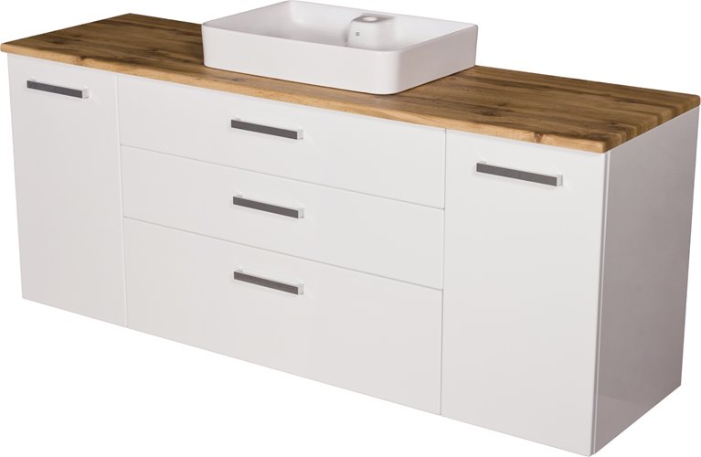 Szafka wisząca z umywalką 180 cm blat dąb naturalny 180/50/C3 seria Fokus B