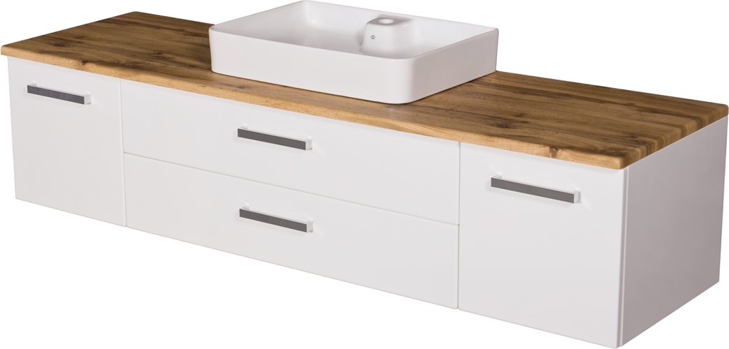 Szafka wisząca z umywalką 180 cm blat dąb naturalny 180/50/C2 seria Fokus B
