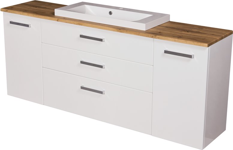 Szafka wisząca z umywalką 180 cm blat dąb naturalny 180/39/C3 seria Fokus B