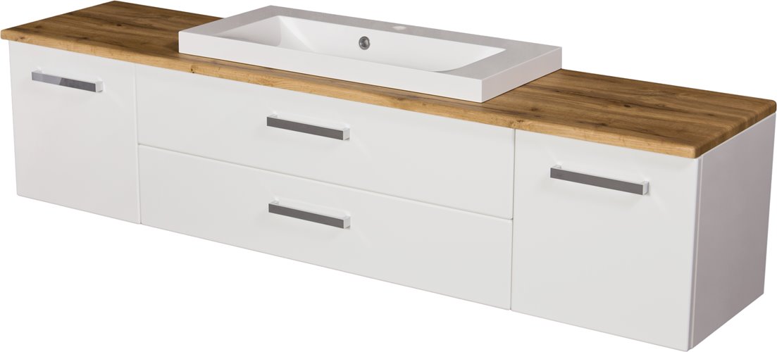 Szafka wisząca z umywalką 180 cm blat dąb naturalny 180/39/C2 seria Fokus B