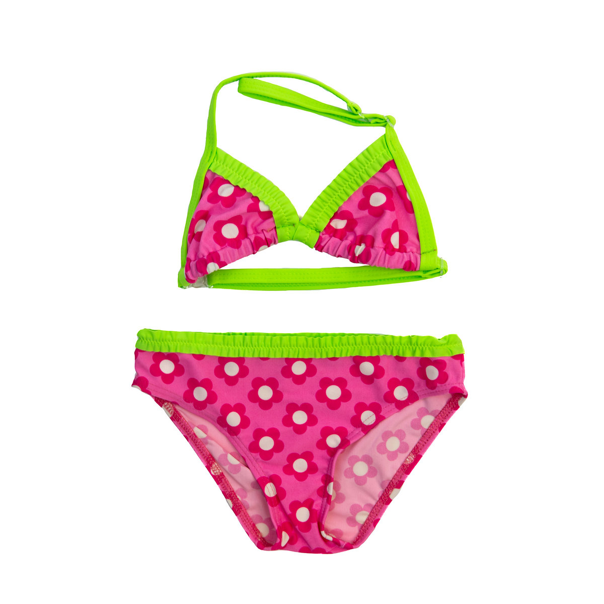 Dziewczęcy kostium kąpielowy kwiatuszki różowo-zielony Mariss