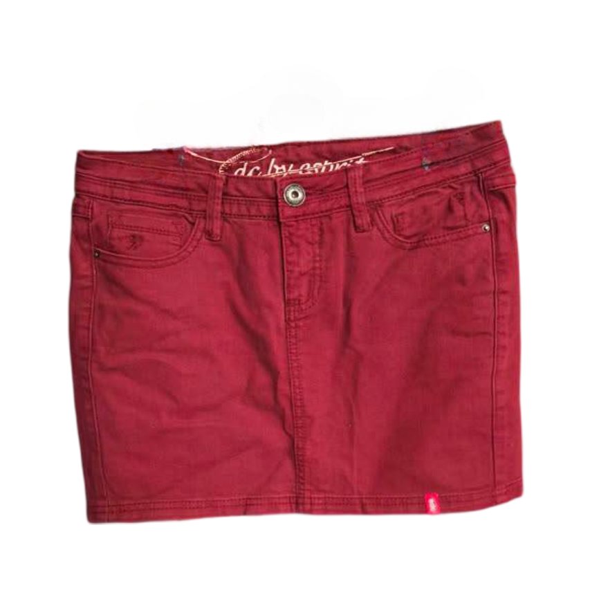 ESPRIT Spódnica Mini Krótka Wygodna Jeansowa Dżinsowa Czerwona 32