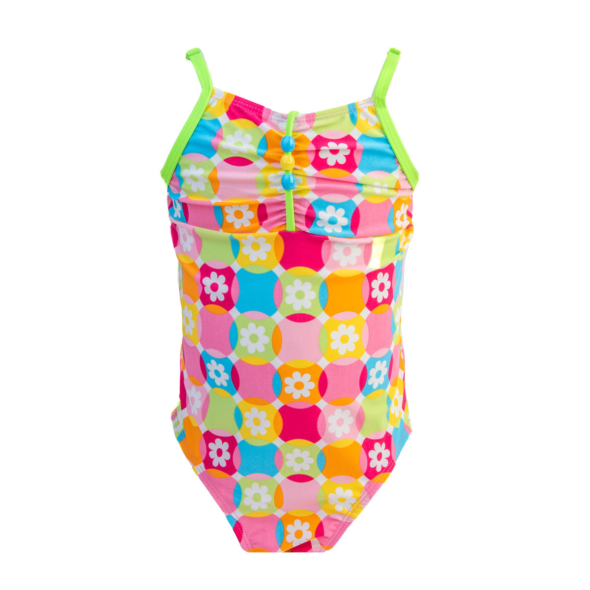 Dziewczęcy kostium kąpielowy jednoczęściowy kwiaty koła zielony Mariss