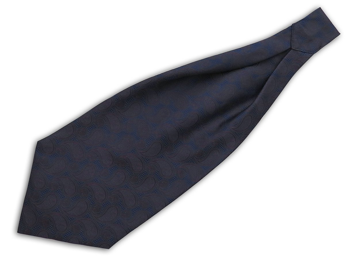 Niebieski/Granatowy fular w brązowo-biały paisley F211