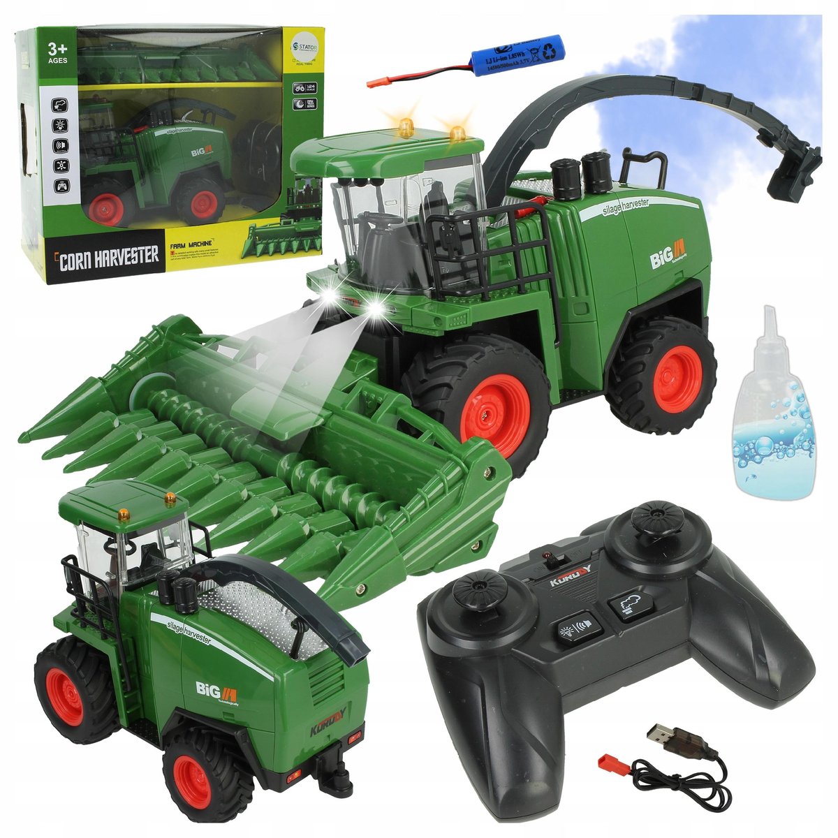 KOMBAJN ZDALNIE STEROWANY PILOTEM RC 2w1 GENERATOR DYMU + ŚWIATŁA + DŹWIĘK