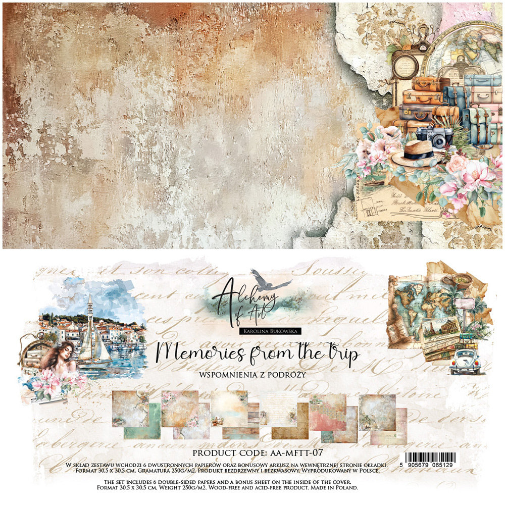 Zestaw papierów do scrapbookingu 30x30 - Alchemy of Art - Memories from the trip