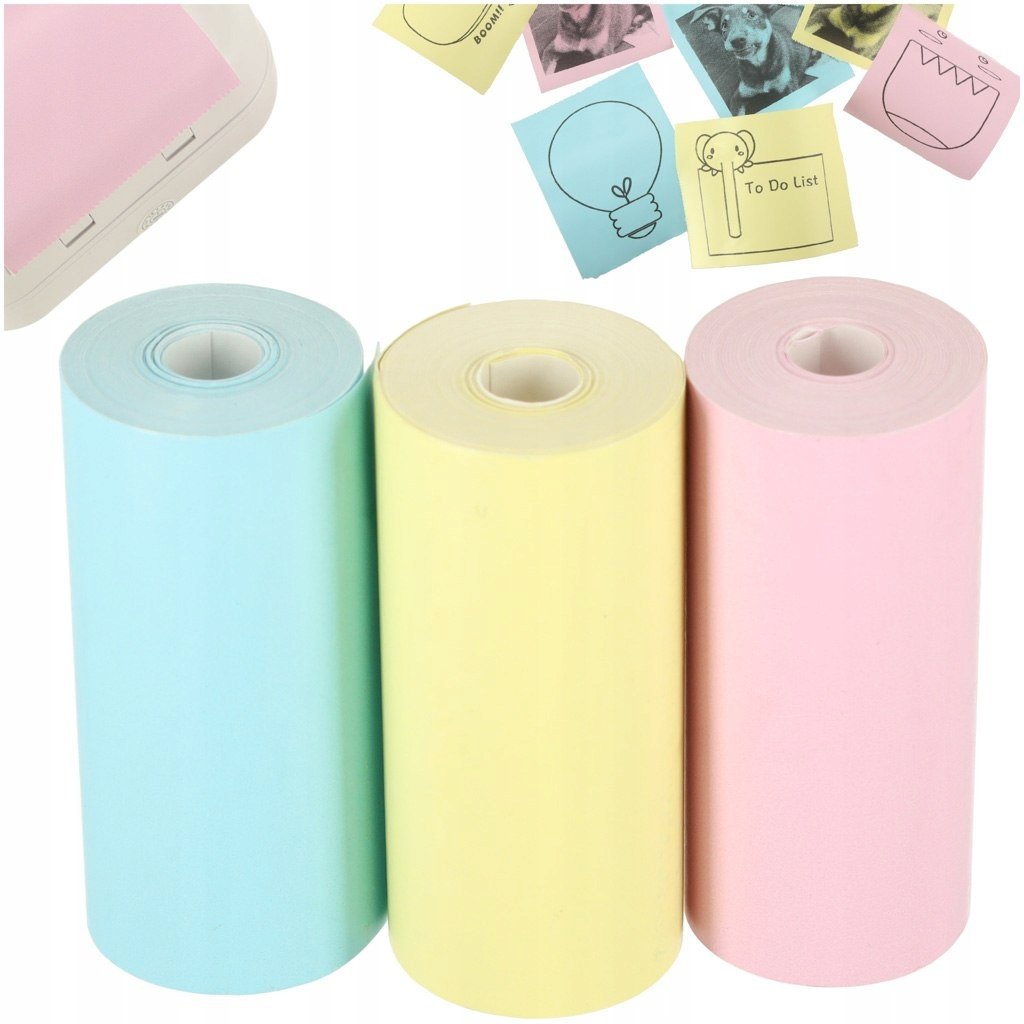 Papier do drukarki mini termicznej 3szt 57x25 kolor 57/25 3x rolka