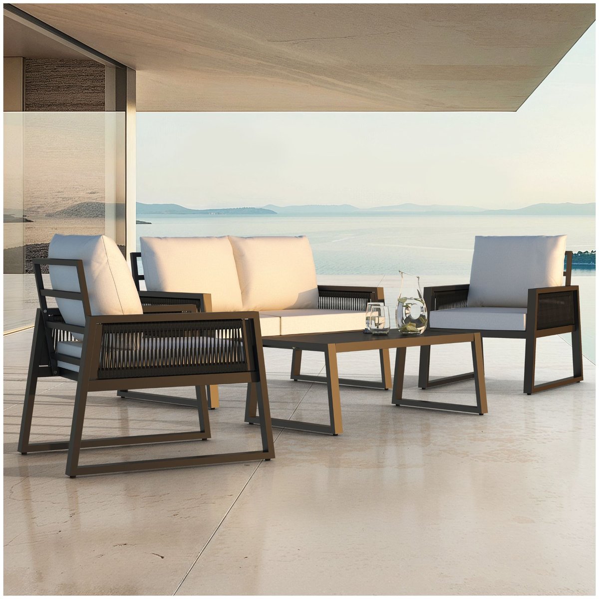 Zestaw wypoczynkowy ogrodowy Captive w stylu Rope