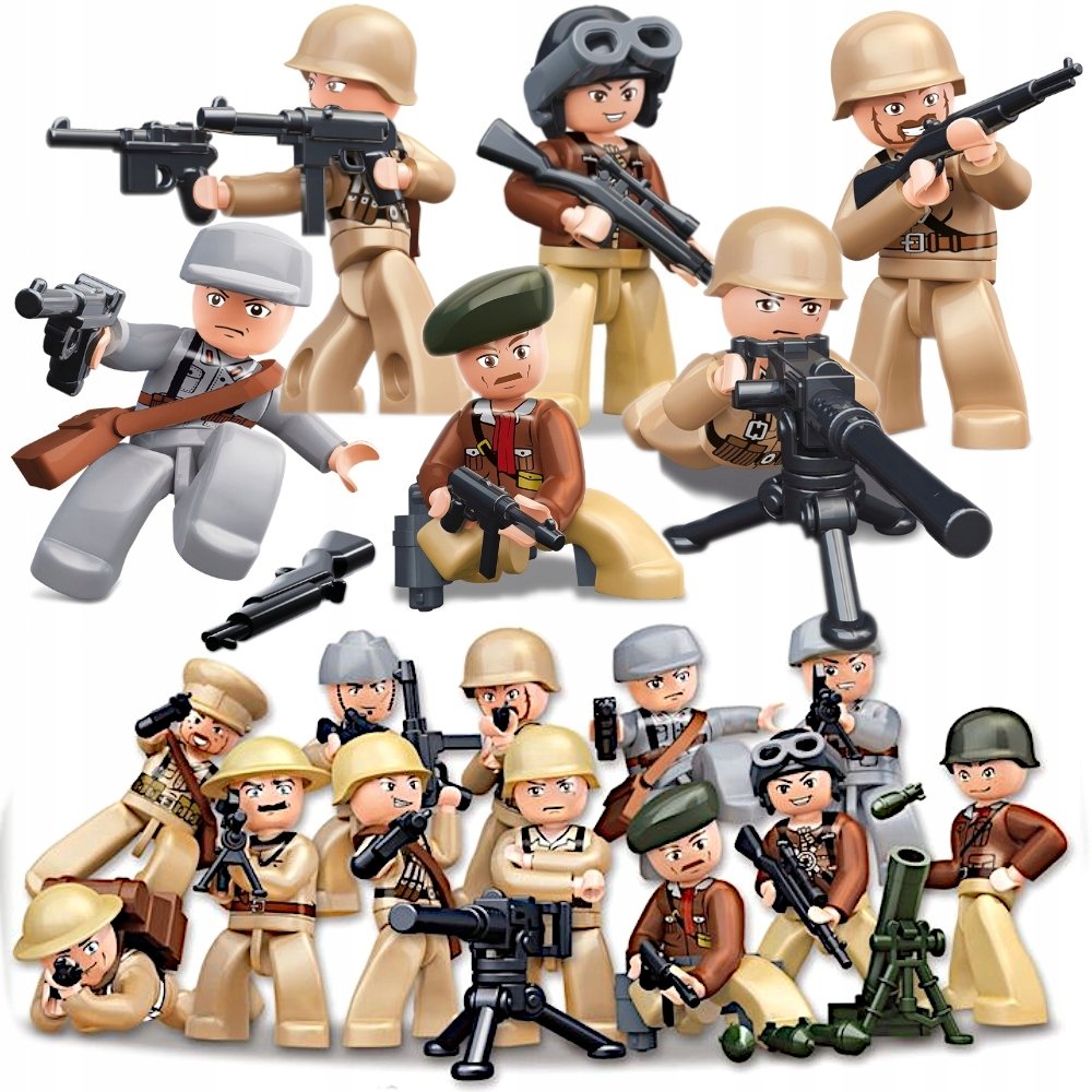 Klocki FIGURKI ŻOŁNIERZE Wojsko Militarne USA FRANCJA ENGLAND CHINA SOVIECI