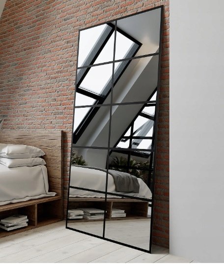 Lustro ze szprosami 160x80 cm LOFT wiszące stojące czarne pionowe poziome