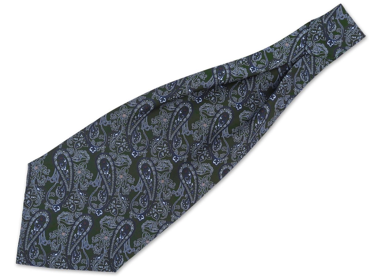 Zielony fular w granatowy paisley F180