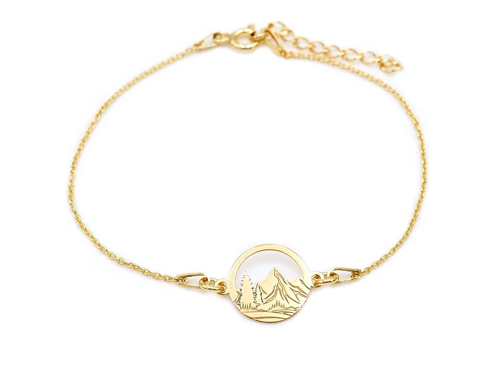 Pozłacana srebro 925 bransoletka góry las