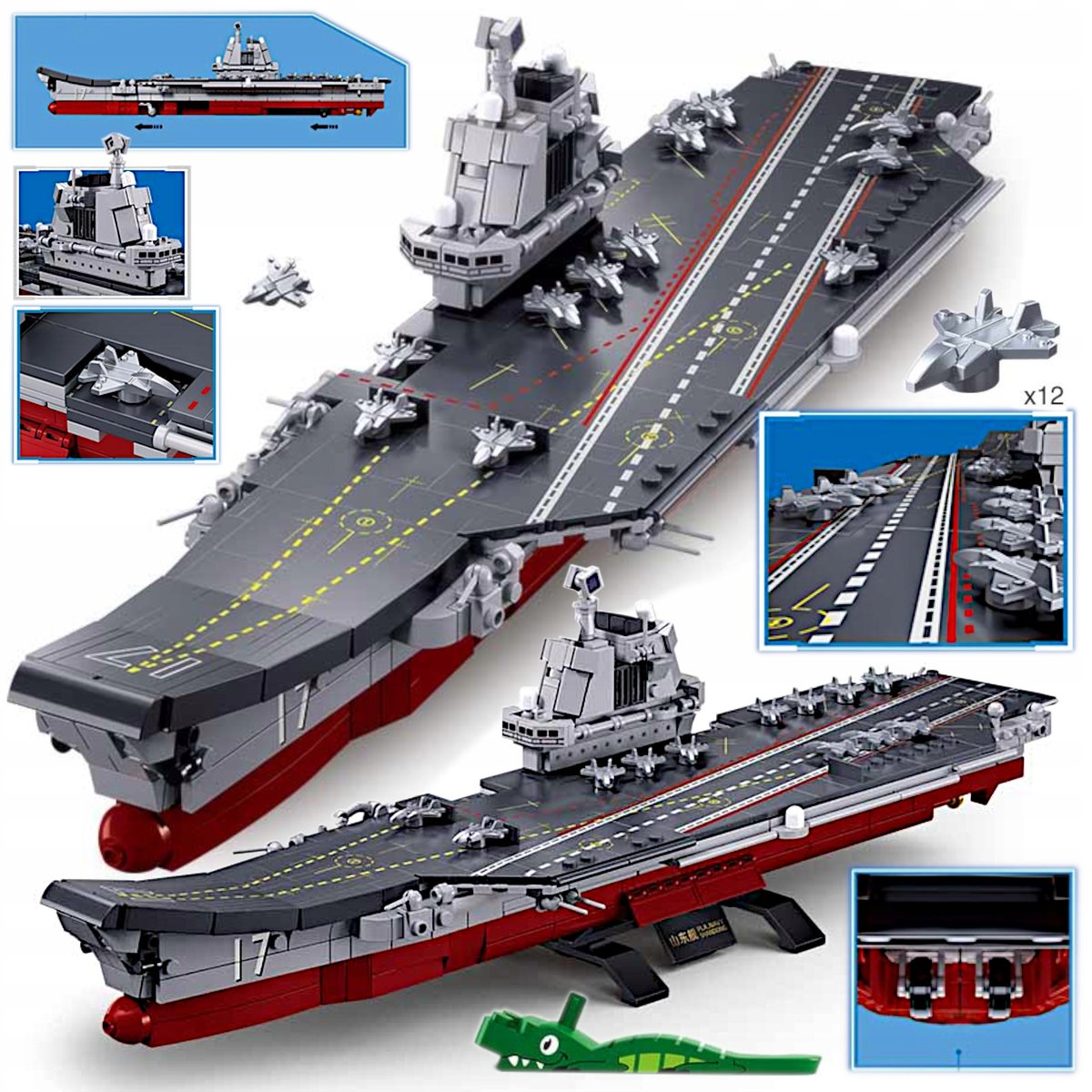 Klocki OKRĘT STATEK LOTNISKOWIEC Chiński Shandong Skala 1/700,Kom. Leg Cob.