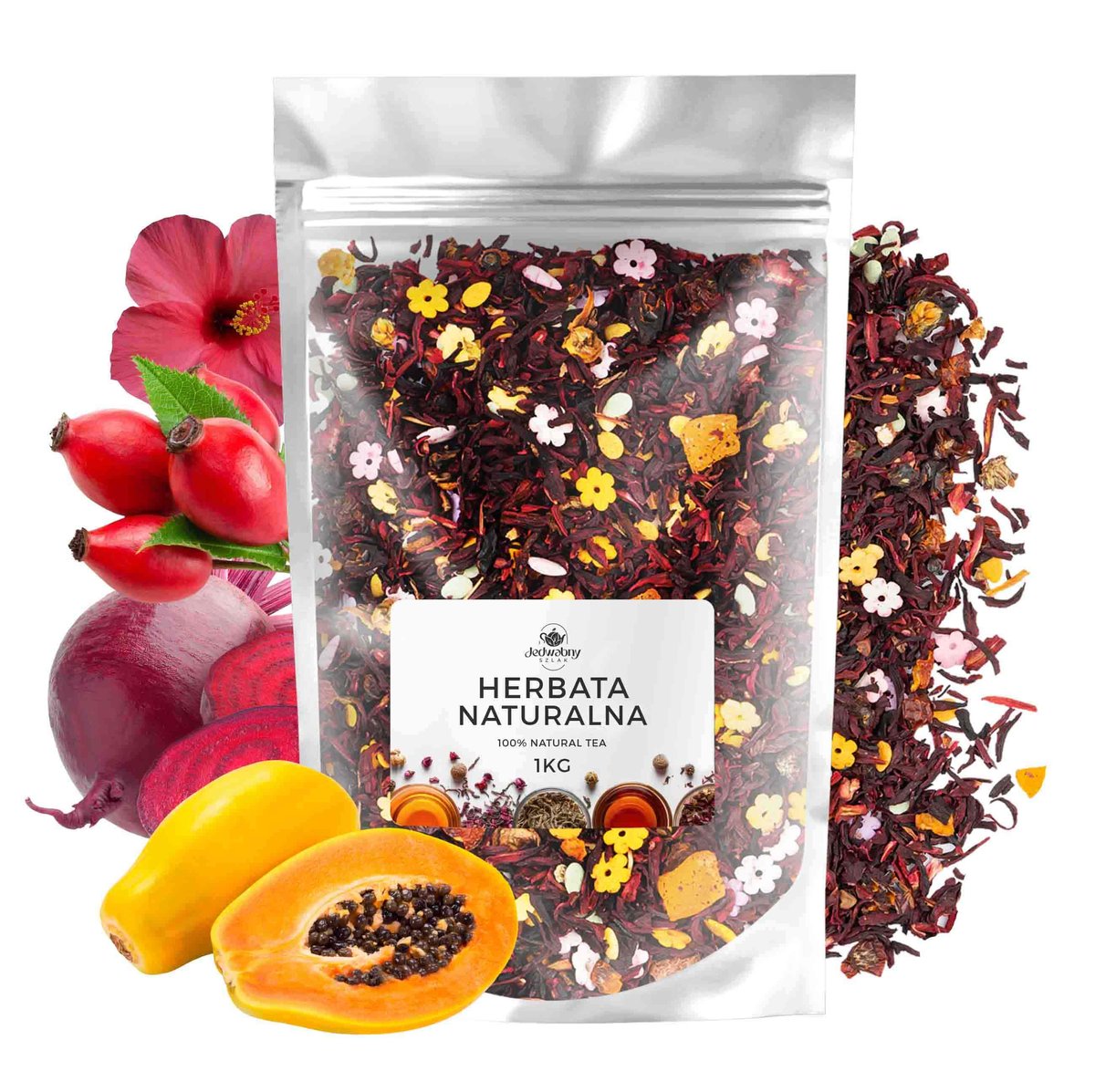 Herbata owocowa ŚWIĄTECZNY MAZUREK na prezent tea liściasta Hibiskus 1kg
