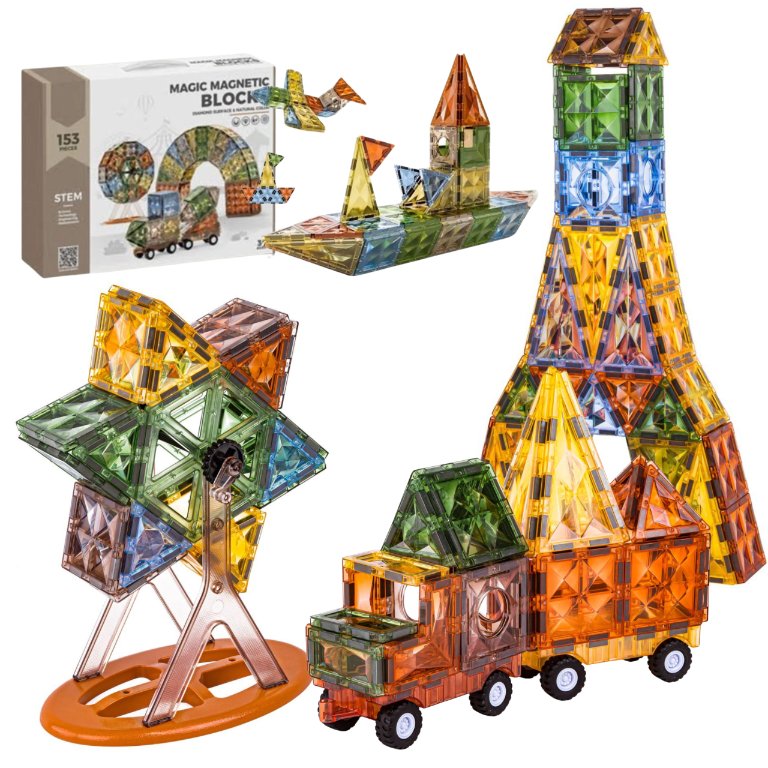 Klocki Magnetyczne Konstrukcyjne 3D Kreatywny zestaw Edukacyjne 153 el Duże
