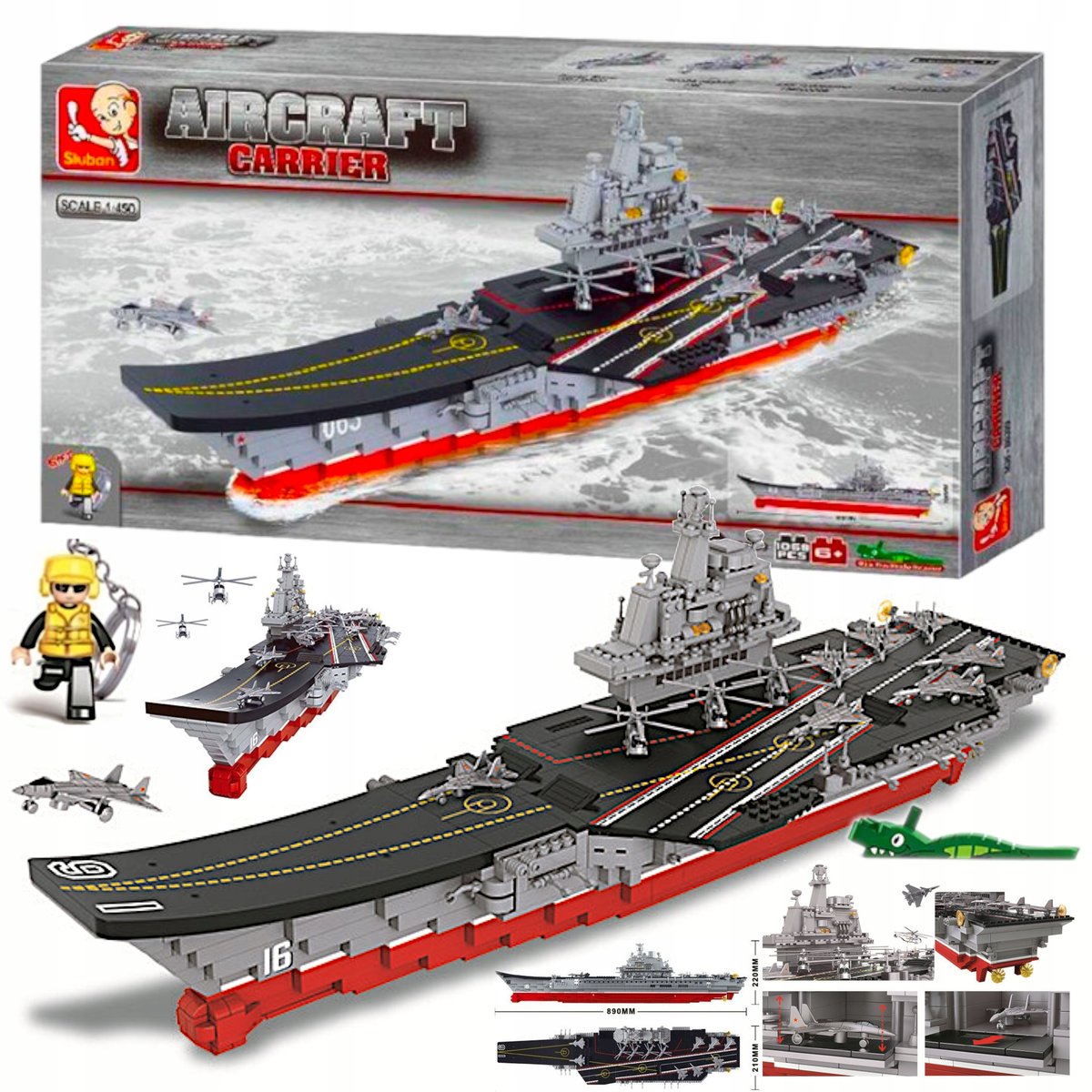 Klocki Statek USS Enterprise (CVN-65) Statek MEGA DUŻY 1058el