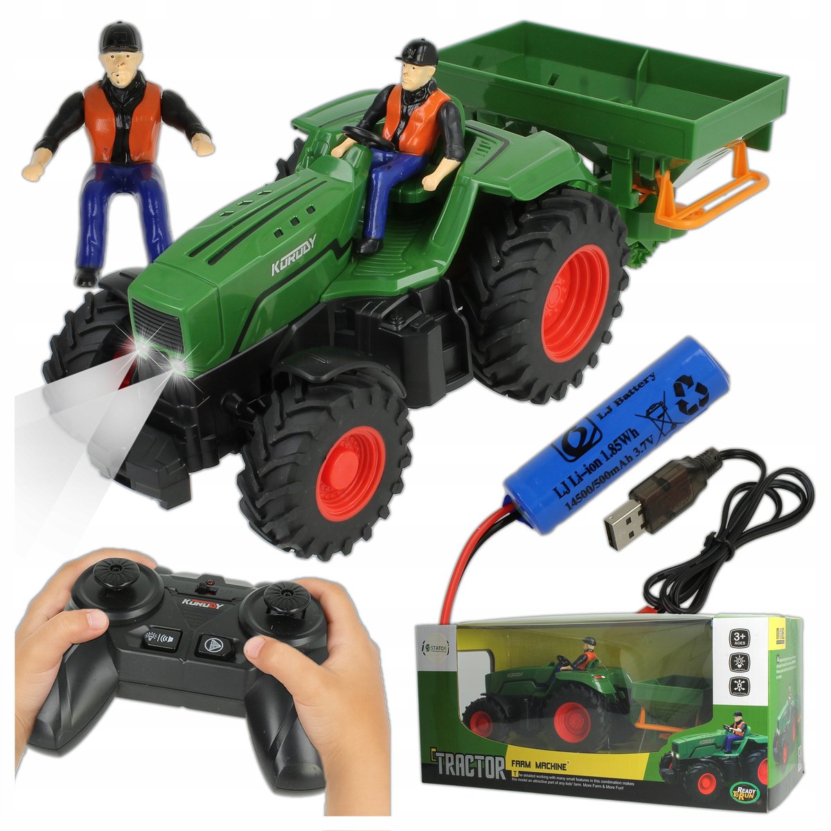 Traktor na Akumulator Sterowany Pilotem RC z Siewnikiem Prezent dla Chłopca