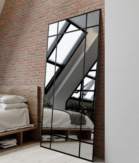 Lustro ze szprosami 160x80 cm LOFT wiszące stojące czarne pionowe poziome