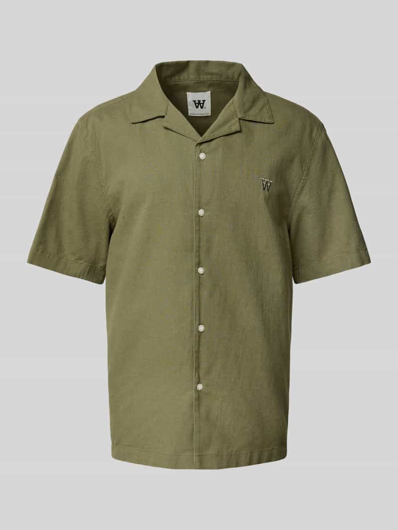 Koszula lniana o kroju regular fit z kołnierzykiem typu resort model ‘aaron’