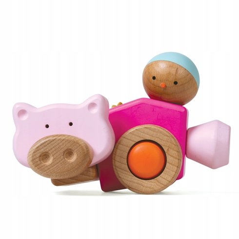Drewniane Klocki Konstrukcyjne Piggy Car