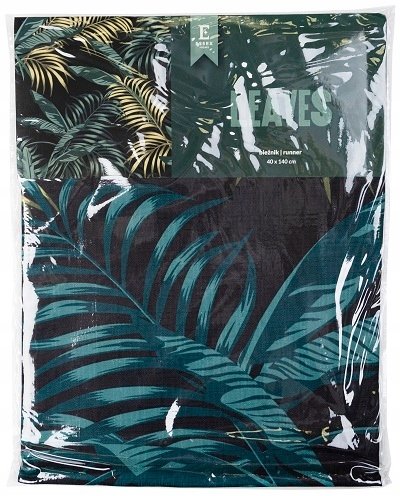 Czarny obrus 145x220 cm w liście palmowca