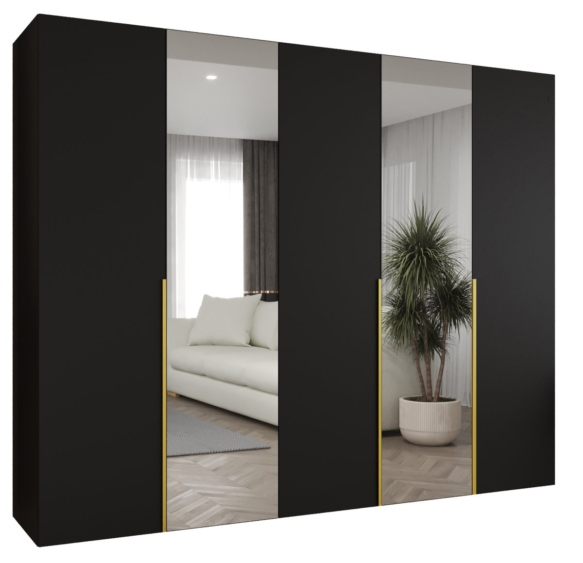 Szafa uchylna otwierana ALICANTE 2 250 wys. 202 cm Czarny + u. Złoty