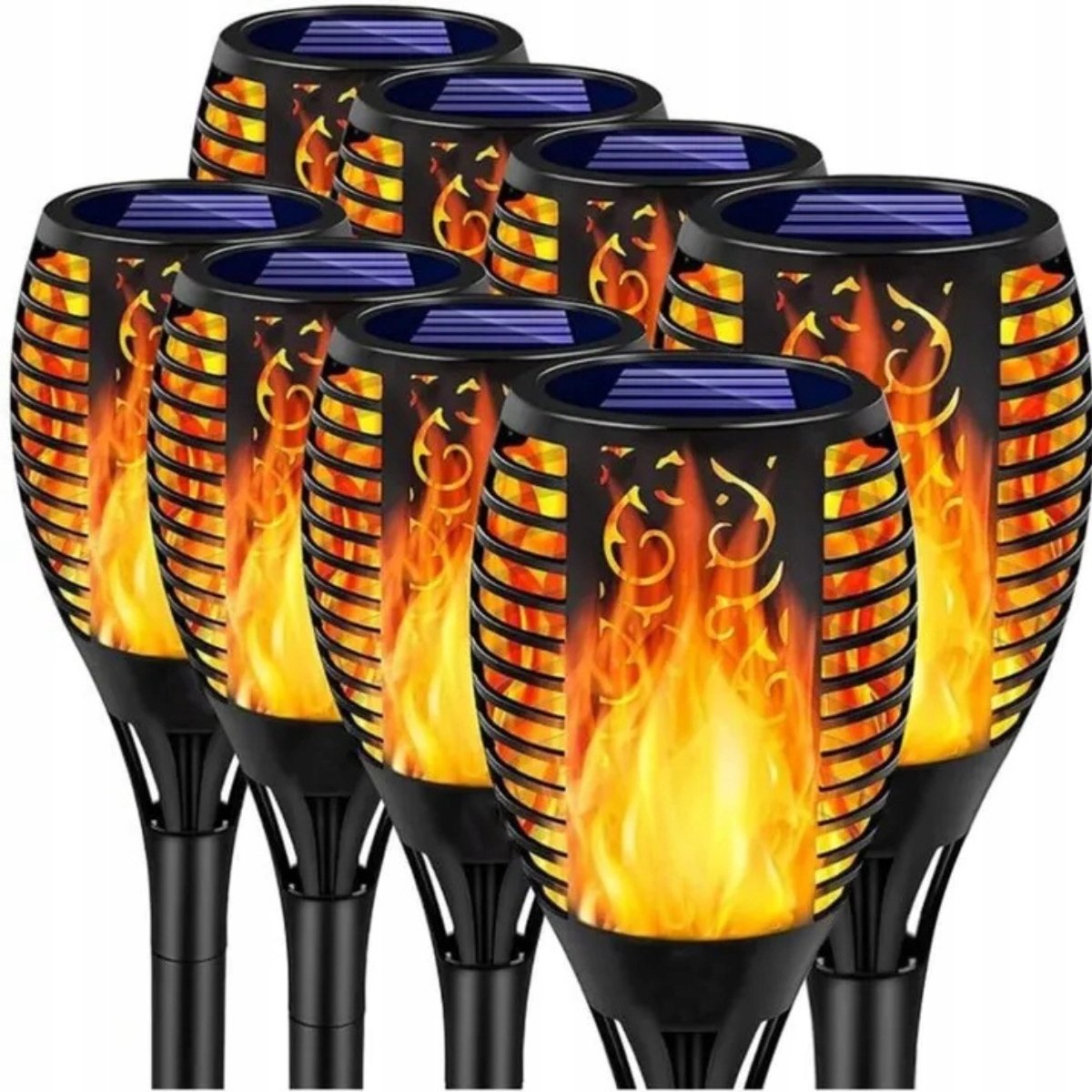 OGRODOWA LAMPA SOLARNA POCHODNIA LATARNIA DO OGRODU LED 8 SZTUK