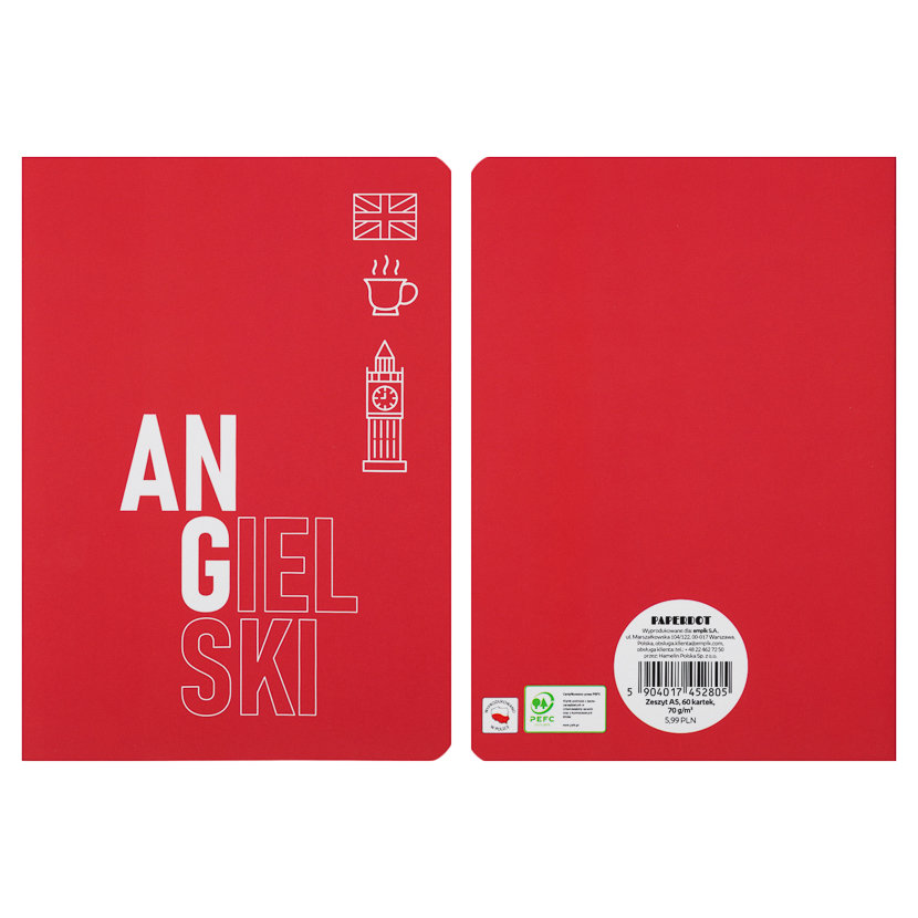 Paperdot, Zeszyt Tematyczny, Angielski, Kratka, A5, 60 Kartek