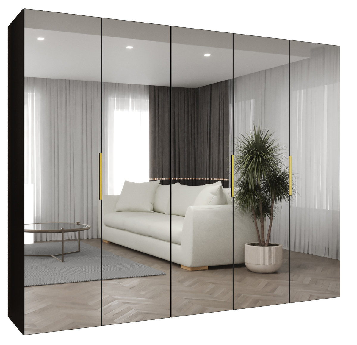 Szafa uchylna otwierana MARBELLA 3 250 wys. 202 cm Czarny + u. Złoty