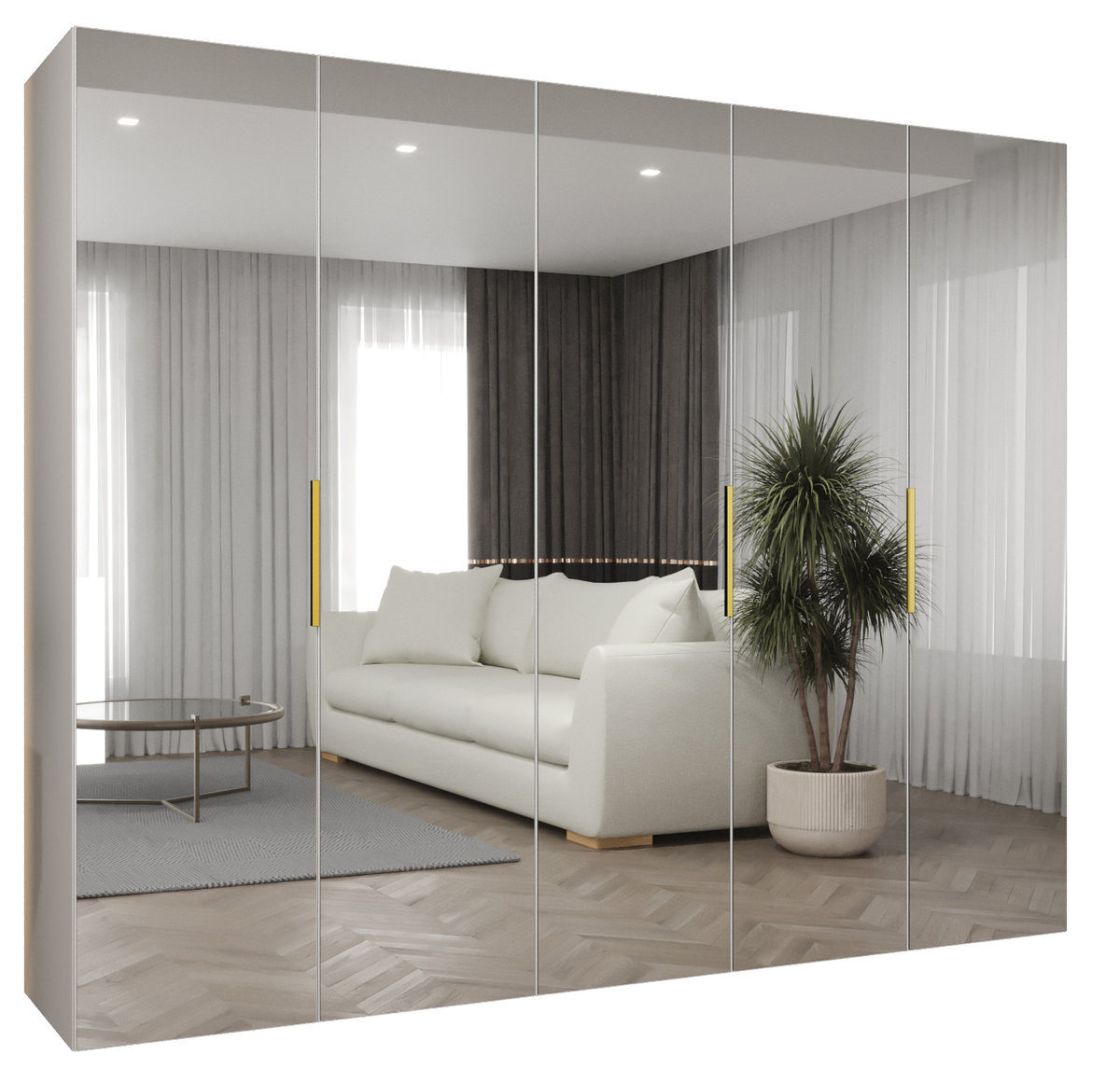 Szafa uchylna otwierana MARBELLA 3 250 wys. 202 cm Biały + u. Złoty