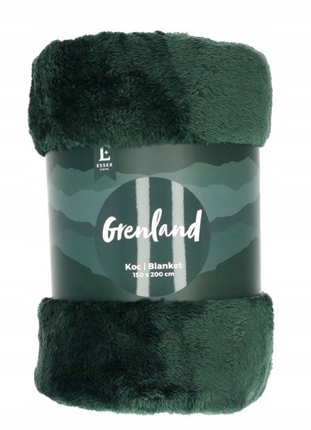 Gruby, puszysty koc 200x220 cm zielony / butelkowa zieleń GRENLAND VI
