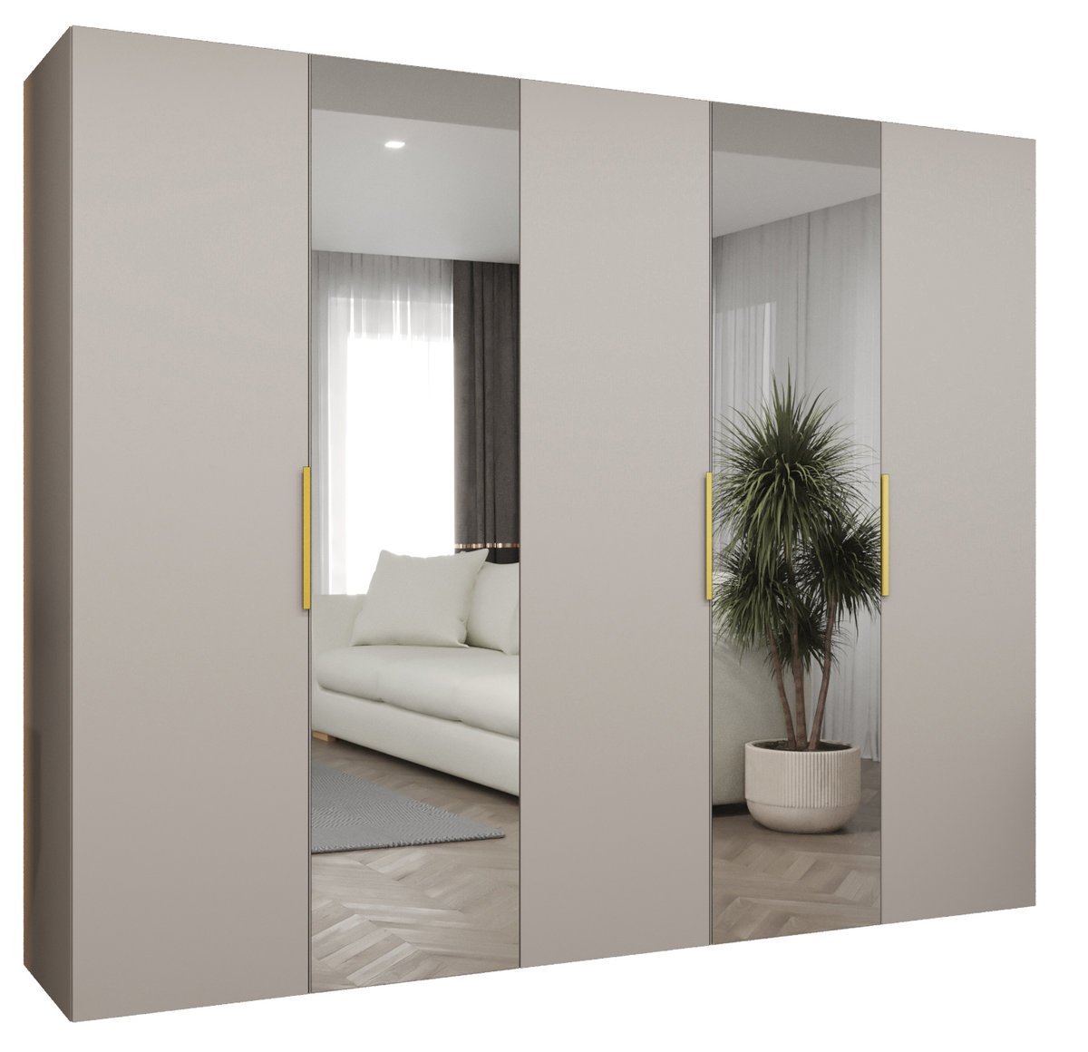 Szafa uchylna otwierana MARBELLA 2 250 wys. 202 cm Kaszmir + u. Złoty