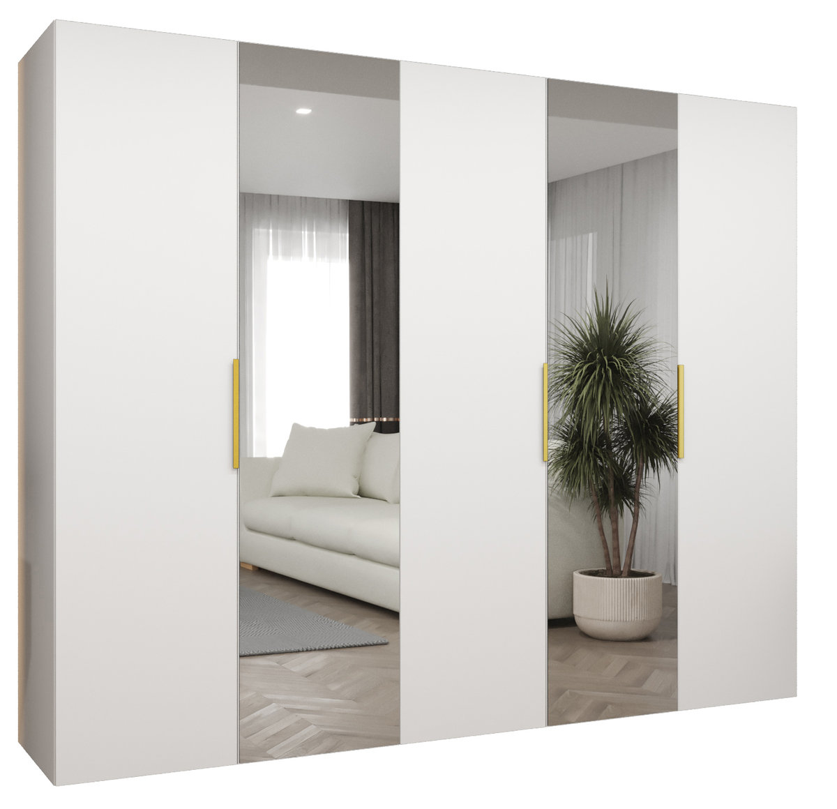 Szafa uchylna otwierana MARBELLA 2 250 wys. 202 cm Biały + u. Złoty