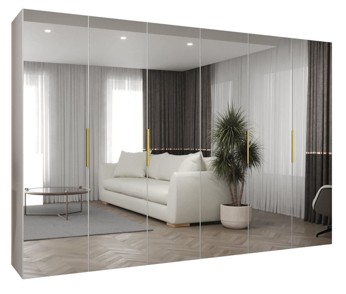 Szafa uchylna otwierana MARBELLA 3 300 wys. 202 cm Biały + u. Złoty