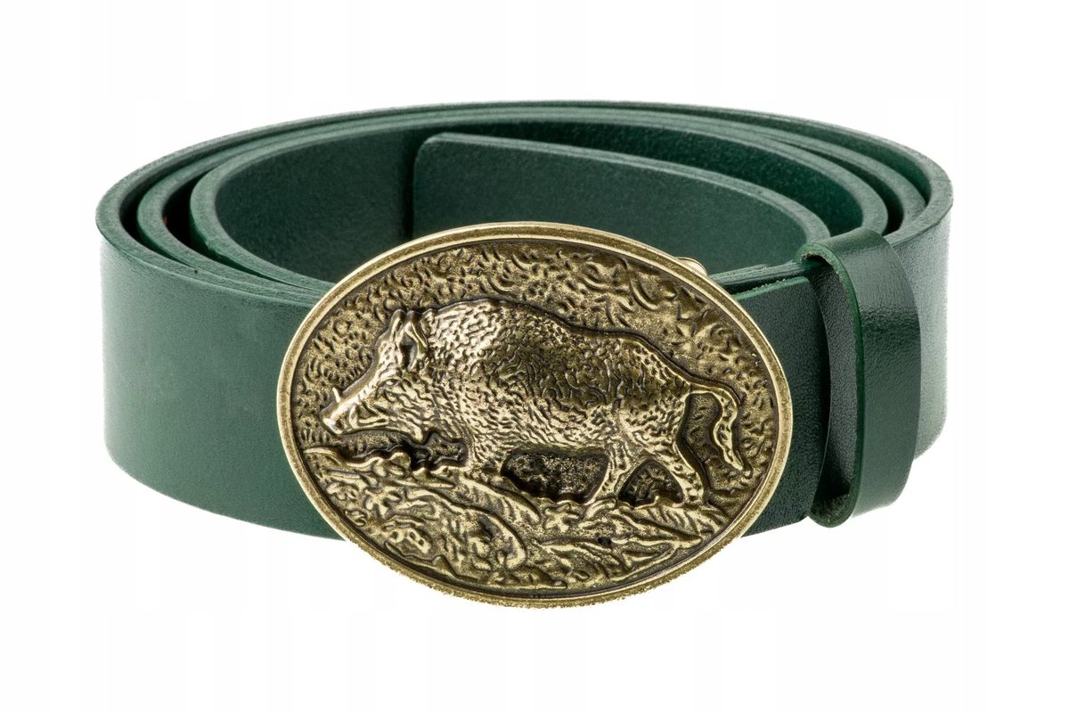 Pasek skórzany BÓR HUNTER FOREST - Boar Gold-120