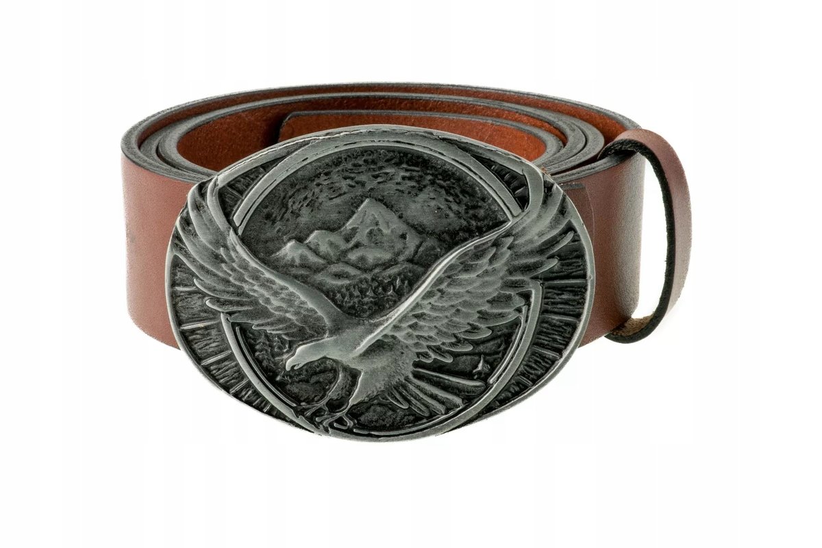 Pasek skórzany BÓR HUNTER ELEGANCE - Mountain Eagle Silver -105