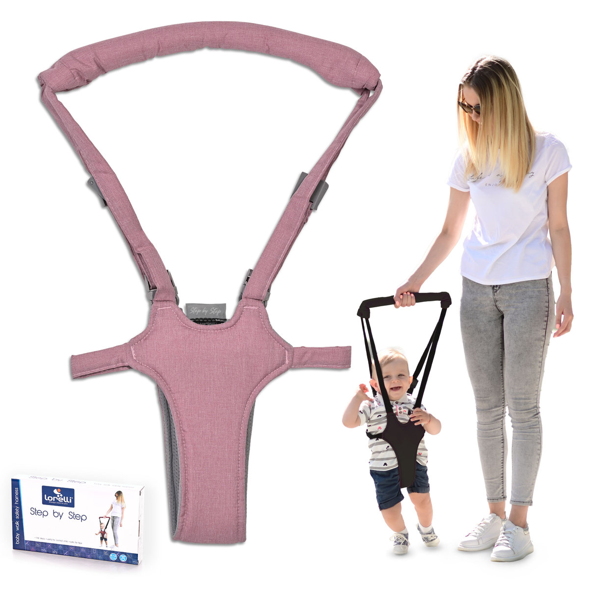 LORELLI STEP BY STEP - UPRZĄŻ DO NAUKI CHODZENIA ROSE TAN&GREY