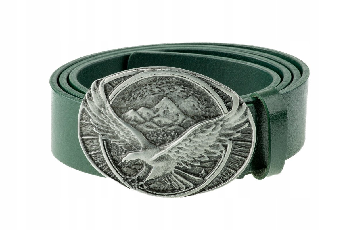 Pasek skórzany BÓR HUNTER FOREST - Mountain Eagle Silver-120