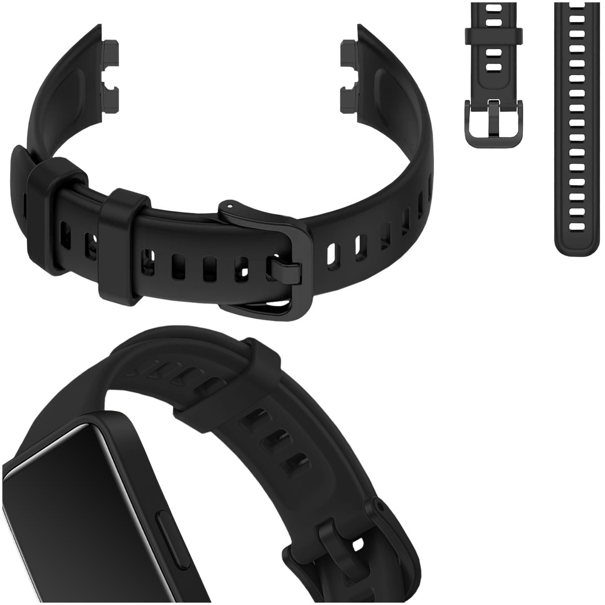 Pasek opaska do Huawei Band 8 / 9 / 10 smartwatch smartband mocny sportowy (Czarny)