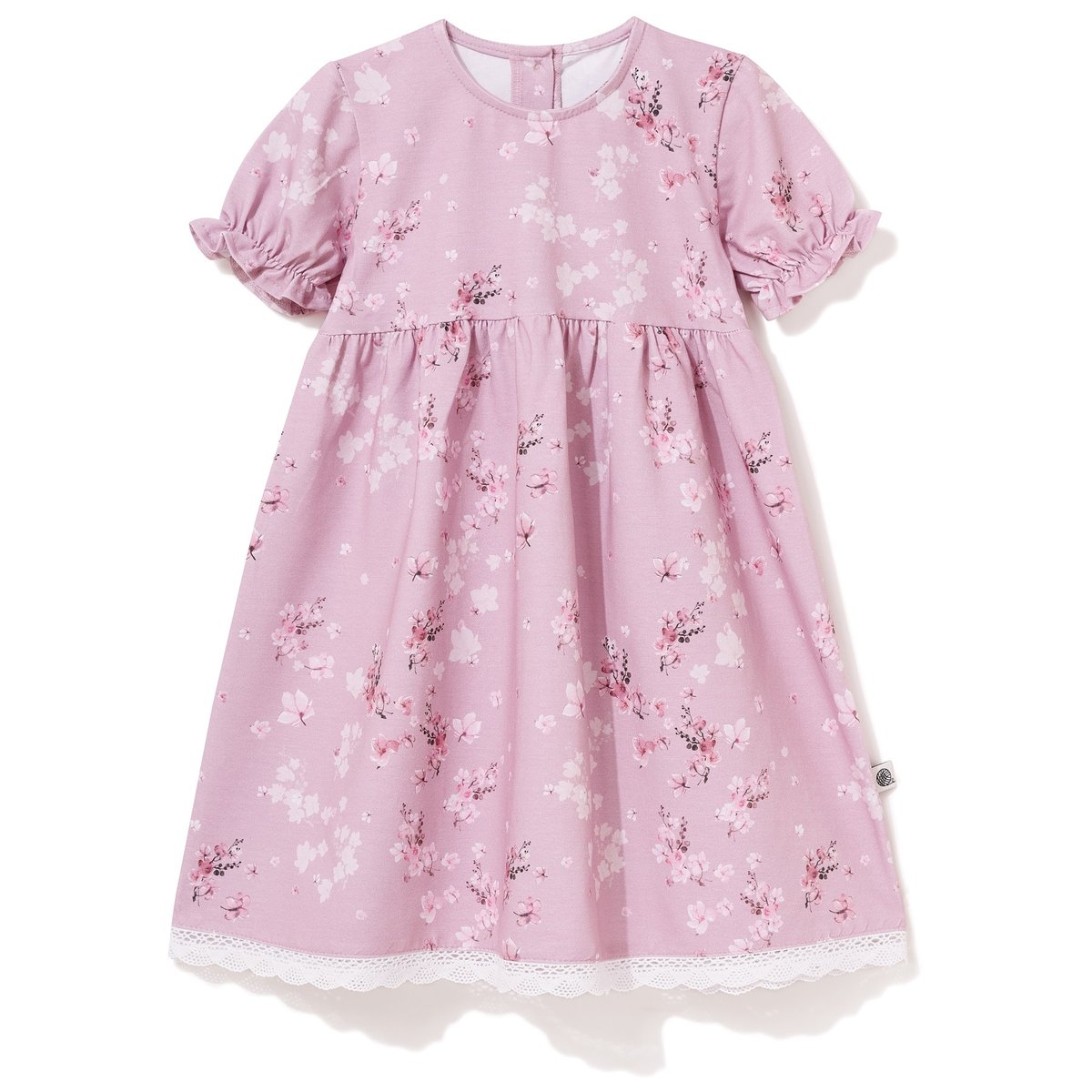 Sukienka Amalfi w kwiaty delikatny róż, krótki rękaw 110