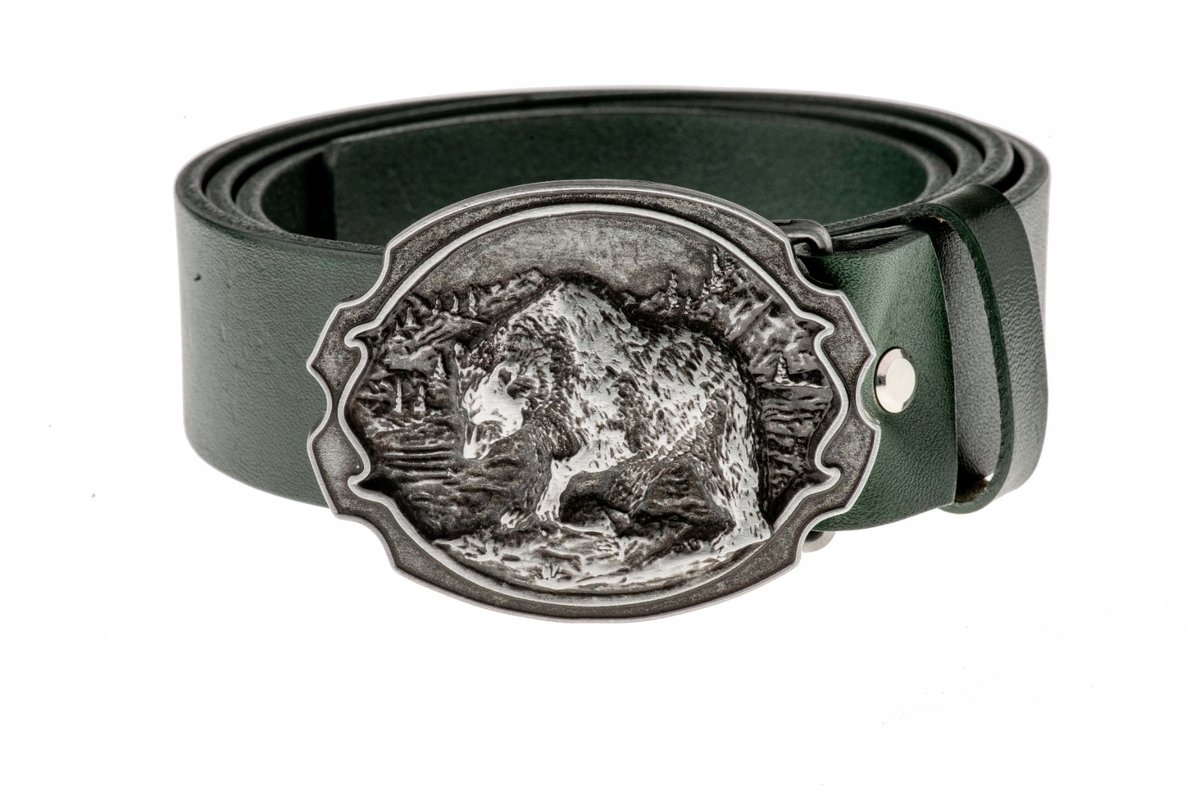 Pasek skórzany BÓR HUNTER FOREST - Bear Silver-120