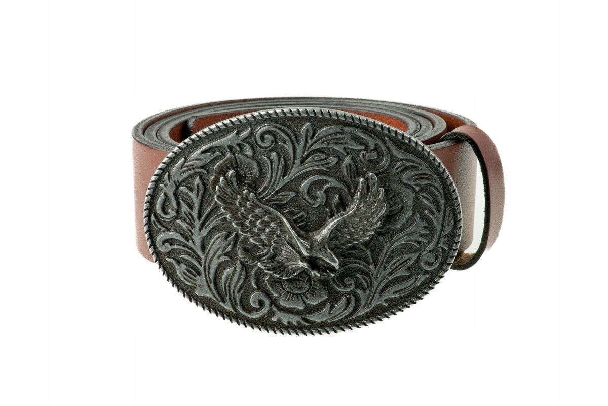 Pasek skórzany BÓR HUNTER ELEGANCE - Ornate Eagle -110