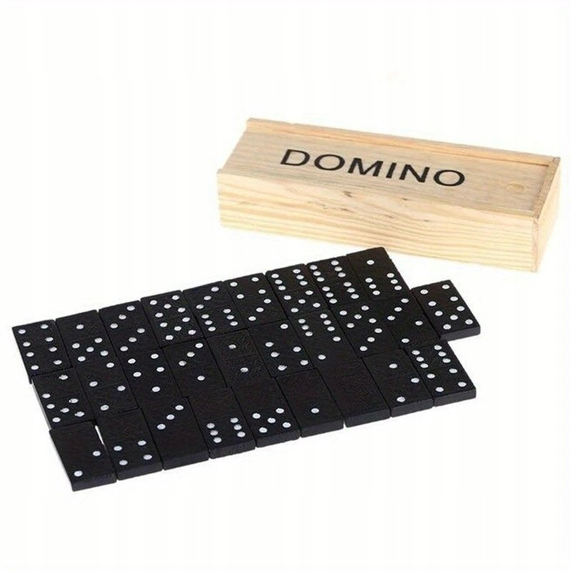 TRADYCYJNE DOMINO DREWNIANE 28 SZTUK UKŁADANKA KLASYCZNE DOMINO