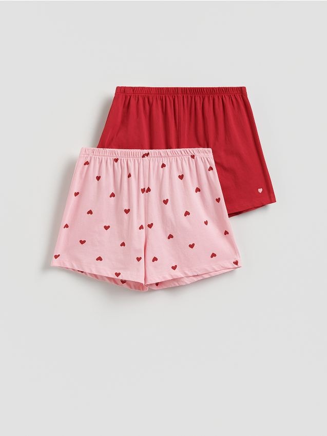 Reserved - Szorty od piżamy 2 pack - intensywny róż