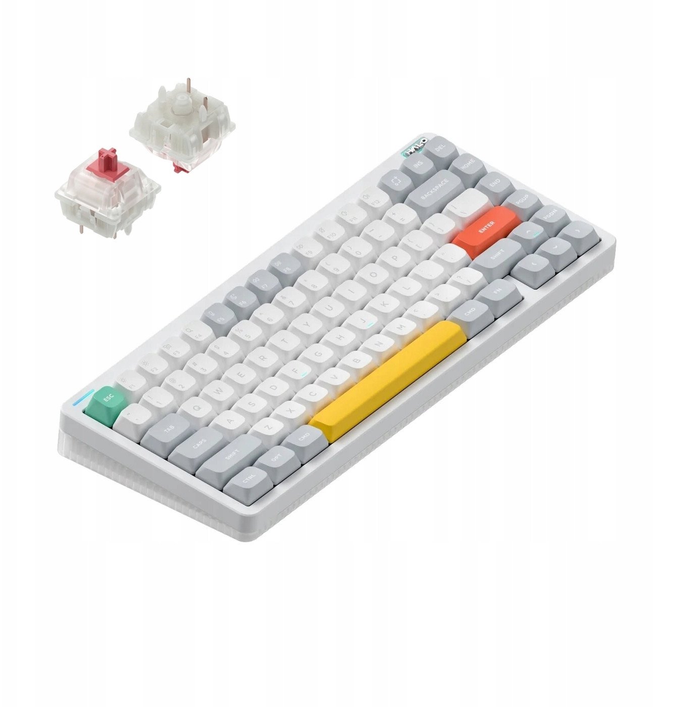 Nuphy Halo75 v2 Wireless Mechanical Keyboard Ionic White Silent Red Clear-Top
