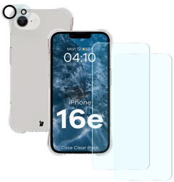 Bizon Etui + 2x szkło hartowane + szkiełko na obiektyw Case Clear Pack do iPhone 16e