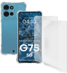 Bizon Elastyczne etui + 2x folia na ekran Case Clear Pack do Motorola Moto G75 5G